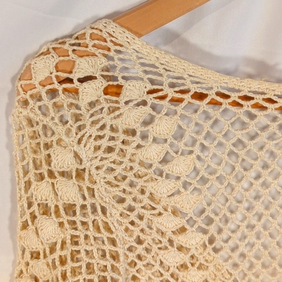 Sexy Boho Concert Festival Crochet Top Vintage Style one button Flowy sleeve - Picture 11 of 11